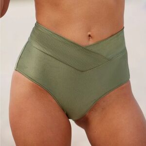 NWT Aerie Shine Rib Crossover High Waisted Bikini Bottoms